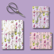 Paarse Orchideeën Whimsical Bloemen Inpakpapier Se