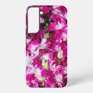 Paarse orchideeënbloemen achtergrond samsung galaxy hoesje