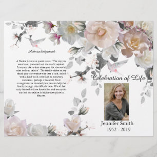 Paarse Orchids Hummingbird Funeral Program Flyer