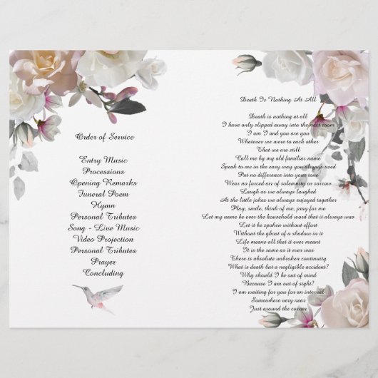 Paarse Orchids Hummingbird Funeral Program Flyer (Achterkant)