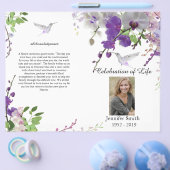 Paarse Orchids Hummingbird Funeral Program Flyer (Enkel)