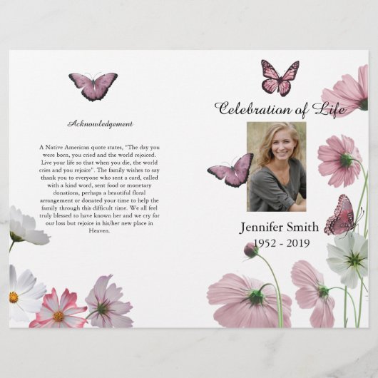 Paarse Orchids Hummingbird Funeral Program Flyer (Voorkant)