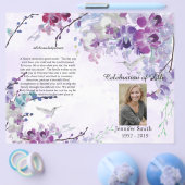 Paarse Orchids Hummingbird Funeral Program Flyer (Enkel)