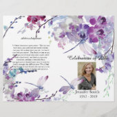Paarse Orchids Hummingbird Funeral Programme Flyer (Voorkant)