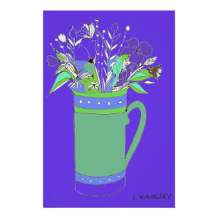 Paarse originele kleurrijke bloemen in een Mok Pos Perfect Poster