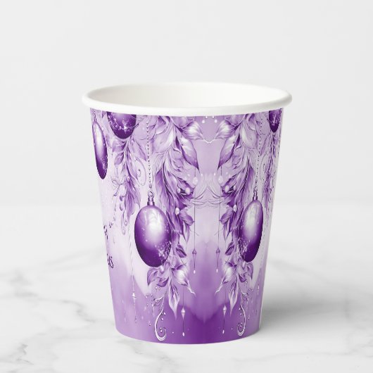 Paarse Ornamenten Kerst Vakantie Papier Cups Papieren Bekers (Achterkant)