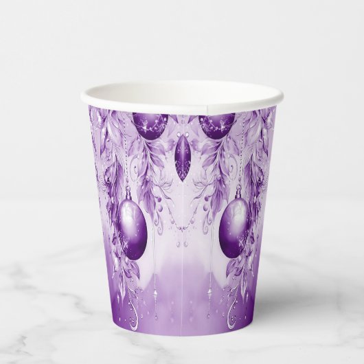 Paarse Ornamenten Kerst Vakantie Papier Cups Papieren Bekers (Rechts)