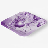 Paarse Ornamenten Kerst Vakantiepapier Bord (Gebogen)