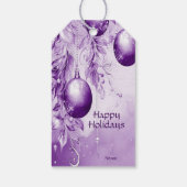 Paarse Ornamenten Kerstvakantie Gift Label Cadeaulabel (Achterkant)