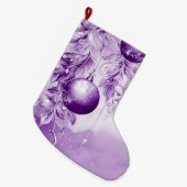 Paarse Ornamenten Kerstvakantie Stocking Grote Kerstsok (Voorkant (Hangend))