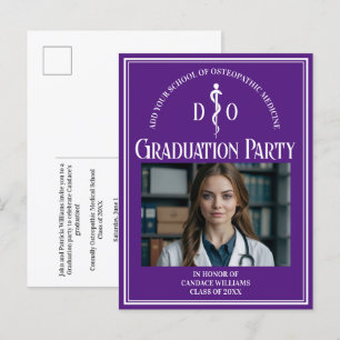 Paarse osteopathische medische school afstudeerfee uitnodiging briefkaart