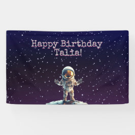 Paarse Outer Space Verjaardagsbanner Spandoek