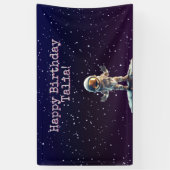 Paarse Outer Space Verjaardagsbanner Spandoek (Verticaal)