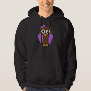Paarse Owl & A Bow Black Hoodie