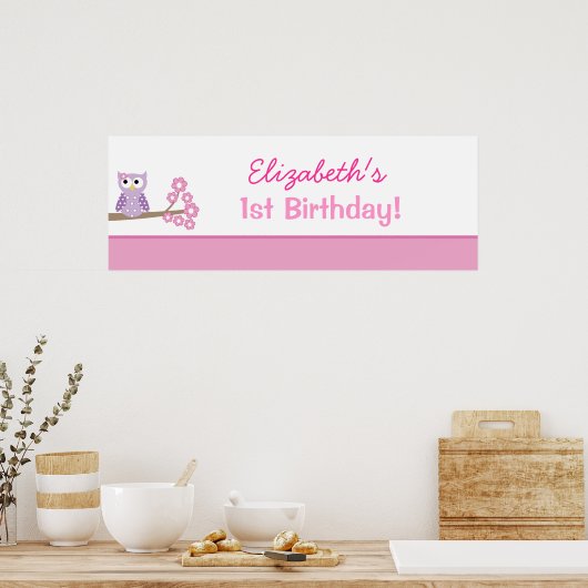 Paarse Owl Aangepast Poster op jaarbasis - banner  (Keuken)