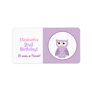 Paarse Owl Aangepaste baklabels of stickers