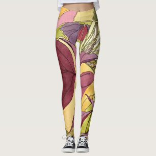Paarse Oxalis-Leggings Leggings