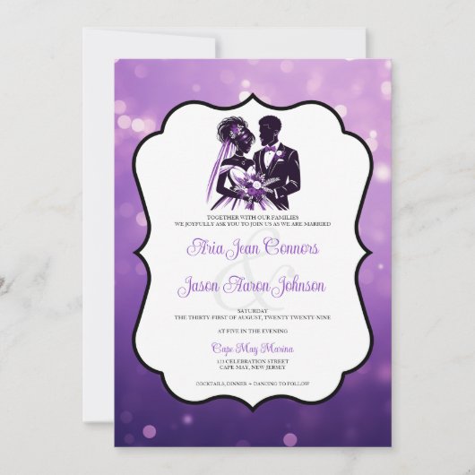 Paarse paar bruiloft uitnodiging (Voorkant)