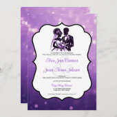 Paarse paar bruiloft uitnodiging (Voorkant / Achterkant)