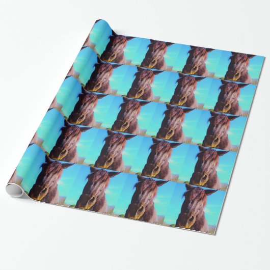 Paarse paarden met groene mond cadeaupapier (Uitgerold)