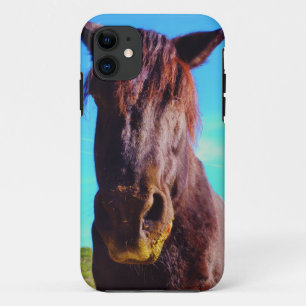 Paarse paarden met groene mond iPhone 11 hoesje