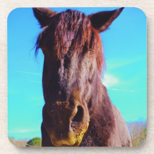 Paarse paarden met groene mond drankjes onderzetter