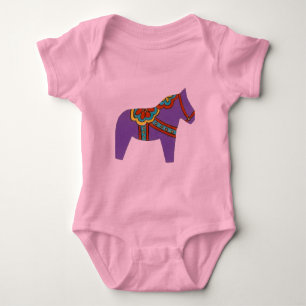 Paarse paarden Wild Dala Horse babykleding Romper