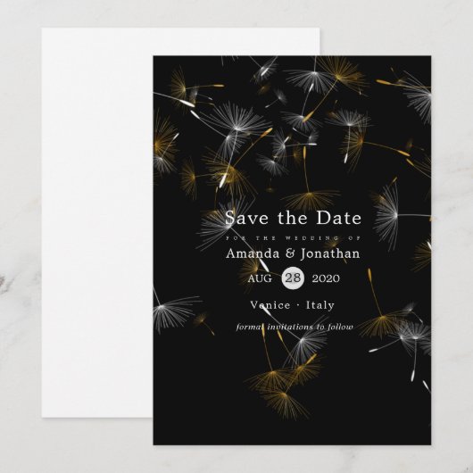 Paarse Paardenbloem Huwelijk Save The Date (Voorkant / Achterkant)