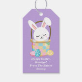  Paarse paashaas  Kinderen Cadeaulabel (Voorkant)