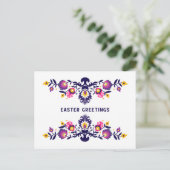 Paarse paasmakerij Folklore aangepaste tekst Briefkaart (Staand voorkant)