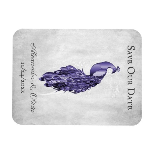 Paarse Pacock sparen de Datum Magnet Magneet (Horizontaal)