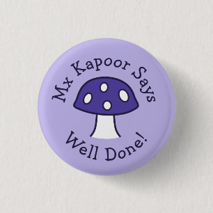 Paarse paddenstoel Goed gedaan Button