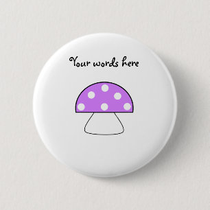 Paarse paddestoel ronde button 5,7 cm