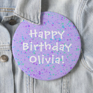 Paarse Paint Splatter Birthday Ronde Button 6,0 Cm