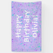 Paarse Paint Splatter Birthday Spandoek (Verticaal)