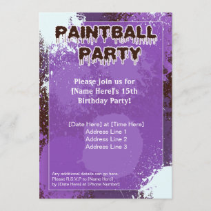 Paarse Paintball Party nodigt uit Kaart