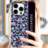 Paarse Paisley Aangepaste Naam Case-Mate iPhone Case