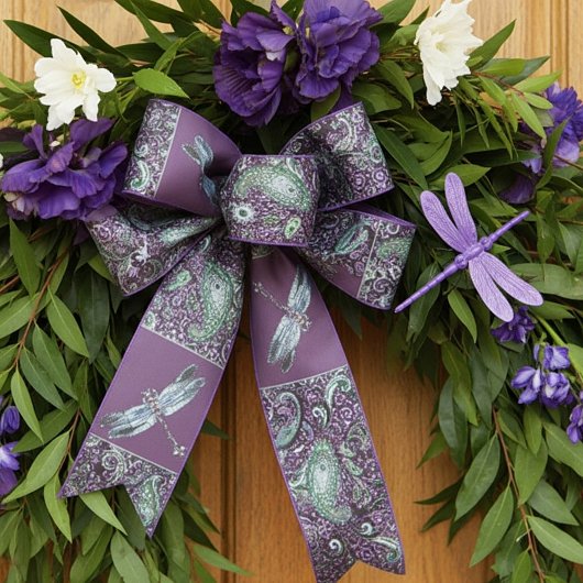 paarse paisley en dragonfly check lint