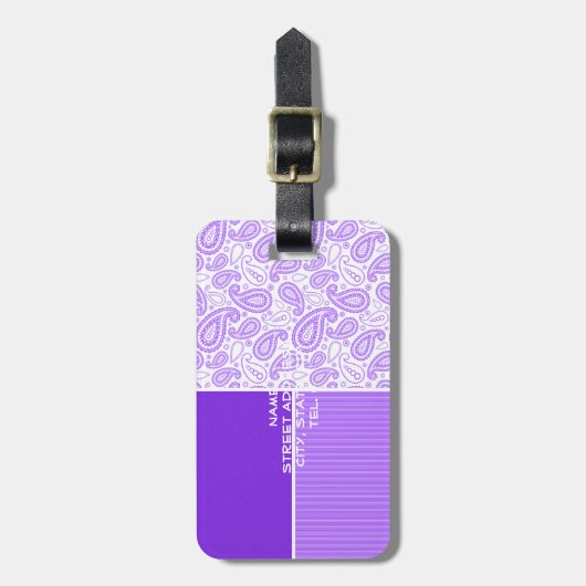 Paarse Paisley  krijtbord look Bagagelabel (Voorkant verticaal)