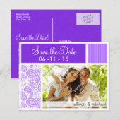 Paarse Paisley-patroon Aankondigingskaart (Voorkant / Achterkant)