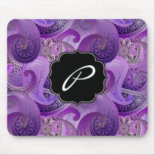 Paarse Paisley Patroon met Aangepast Monogram Muismat