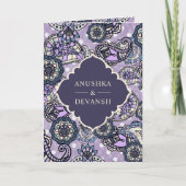 Paarse Paisley Pattern QR Code Indian Wedding (Voorkant)