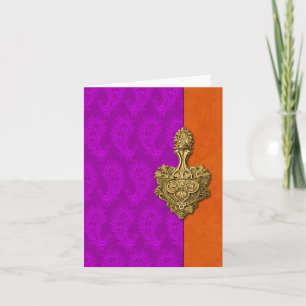 Paarse Paisley Peacocks Indian Note Cards Kaart
