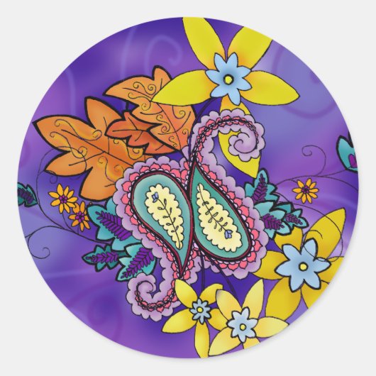 Paarse Paisley Stickers (Voorkant)