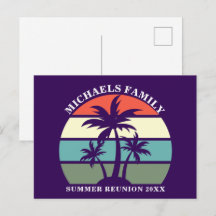 Paarse Palmboom Aangepaste Zonsondergang Strandfee