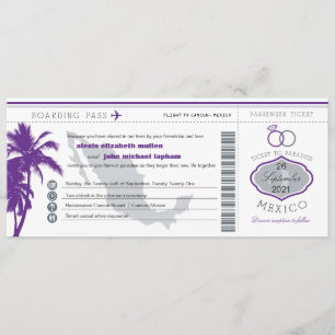 Paarse palmboom Mexicaanse instapkaart bruiloft Kaart