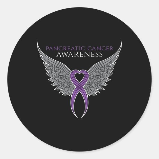 Paarse Pancreaskankerbewustzijnslint met Ang Ronde Sticker (Voorkant)
