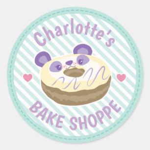 Paarse Panda Donut Bake Shop Ronde Sticker