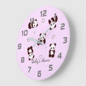 Paarse Panda Heart Nursery Decor Wall klok (Hoek)