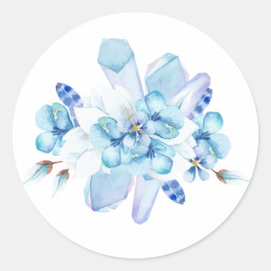 Paarse pansie, kristal in waterverf ronde sticker